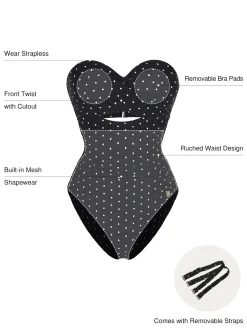 Twist & Shirred Sculpting One-Piece with Removable Straps