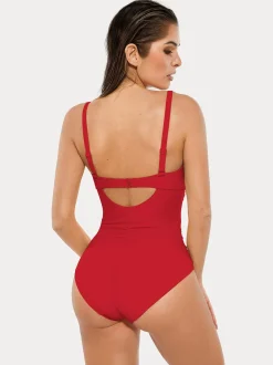 Twist & Shirred Sculpting One-Piece with Removable Straps