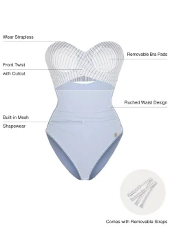Twist & Shirred Sculpting One-Piece with Removable Straps