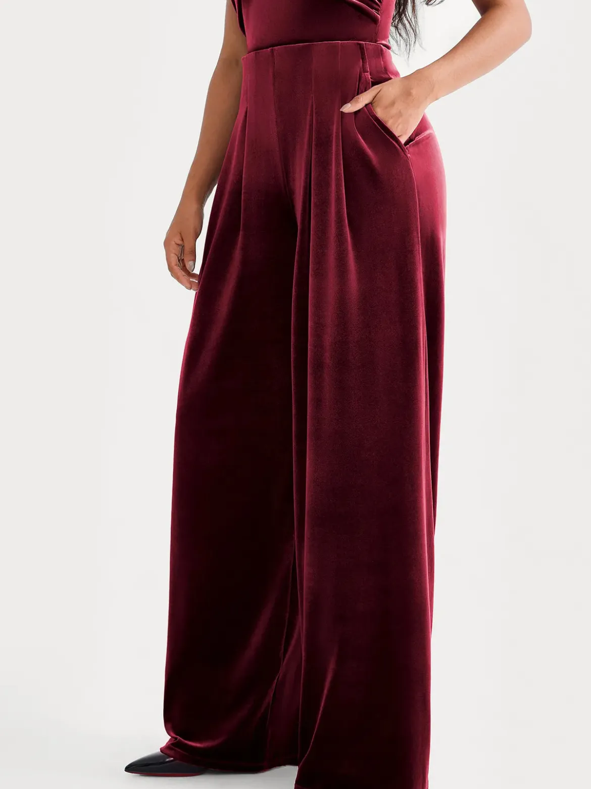 Velvet Wide-Leg Sculpting Trousers