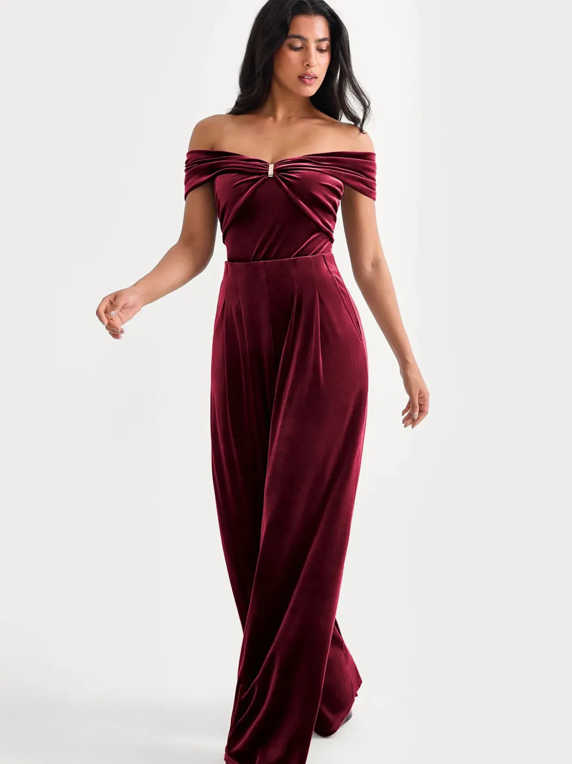 Velvet Wide-Leg Sculpting Trousers