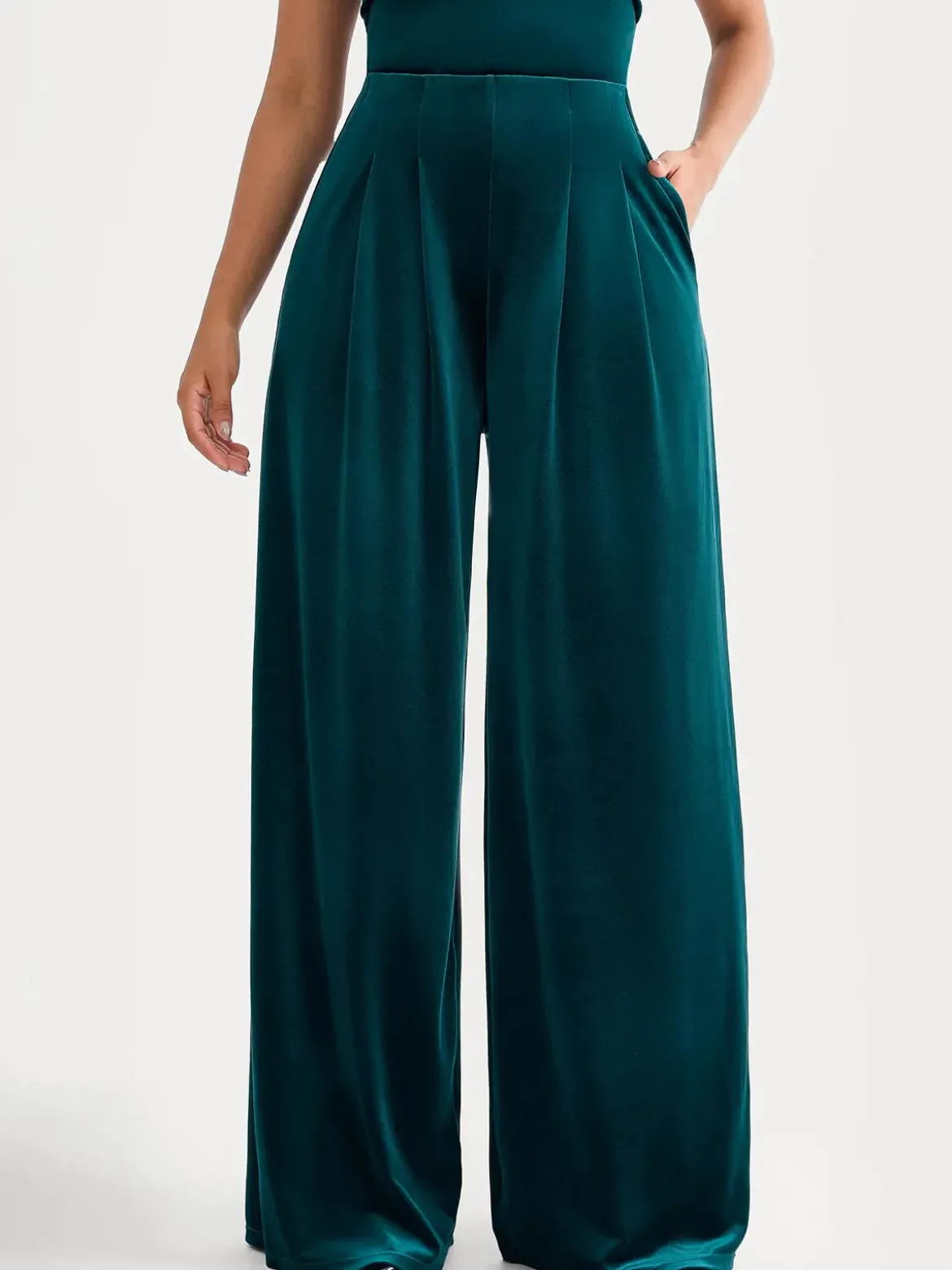 Velvet Wide-Leg Sculpting Trousers