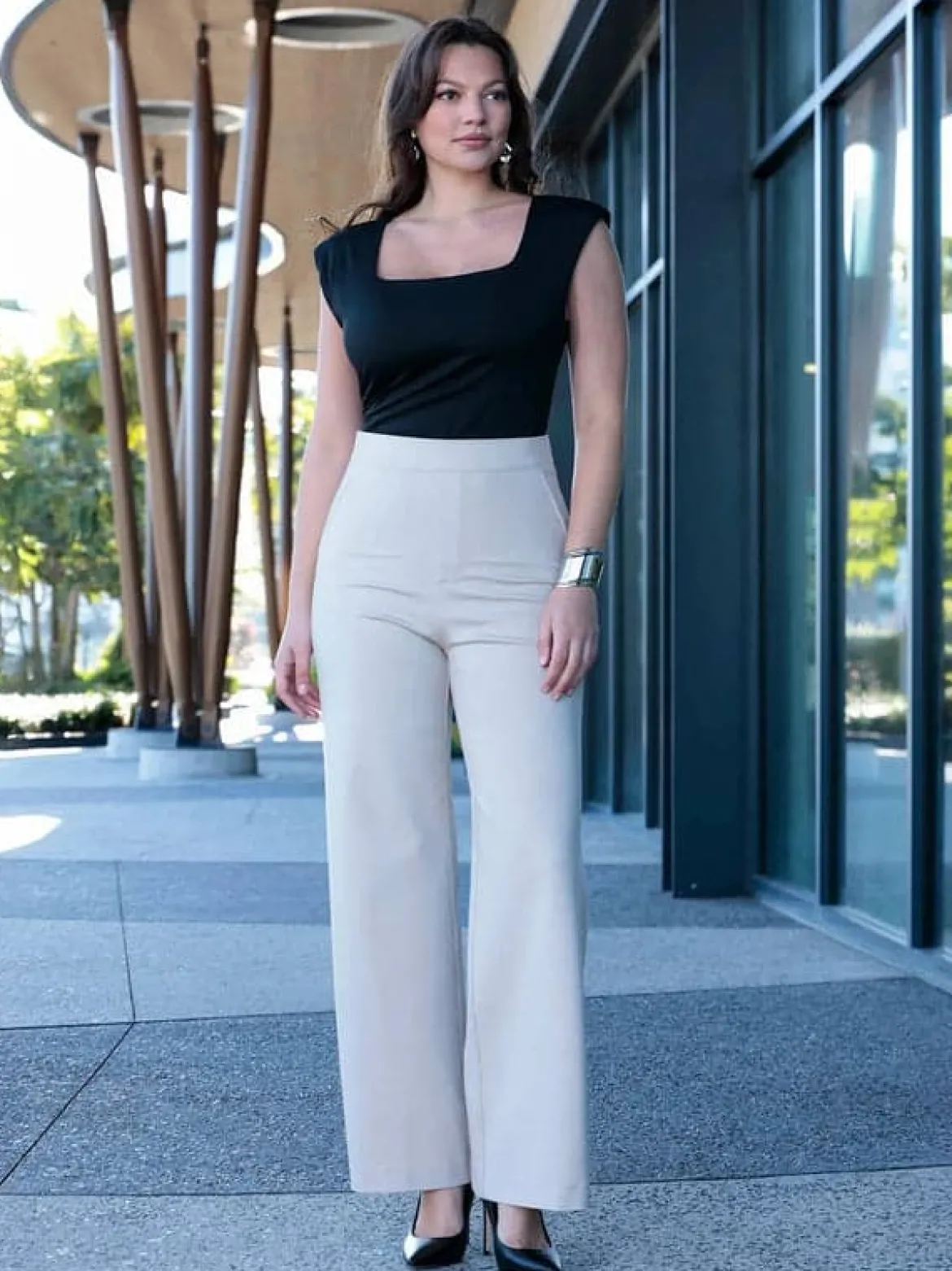 Velvet Wide-Leg Sculpting Trousers