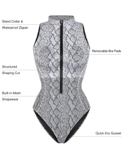 Zip-Front Waist Shaping Swimsuit