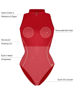 Zip-Front Waist Shaping Swimsuit